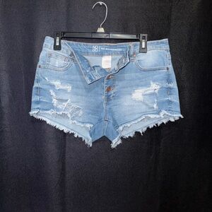 No Boundaries Blue Distressed Jean Shorts